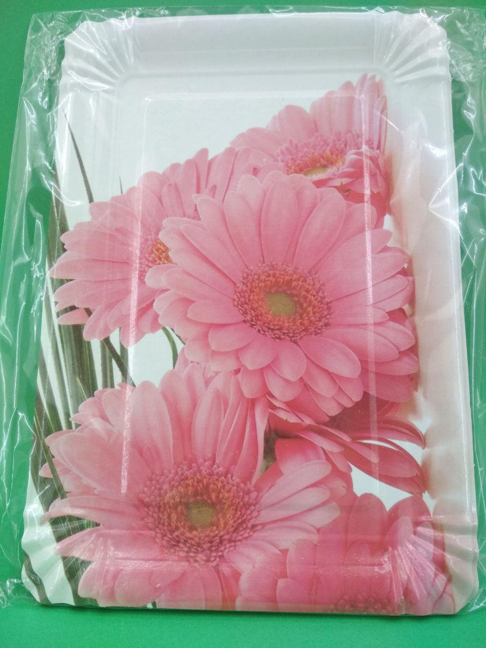 Тарілки святкові паперові 15* 22см"№3" Герберы10шт (1 пачка), фото 1