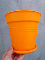 Горшок Глория диаметр 18,5см с подставкой оранжевый