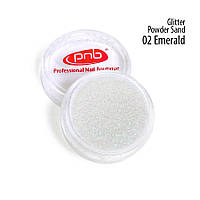 Пудра-песок глиттерная PNB, 02 изумрудная / Glitter Powder Sand, 1г