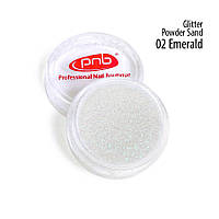 Пудра-пісок глиттерная PNB, 02 смарагдова / Glitter Powder Sand, 1г