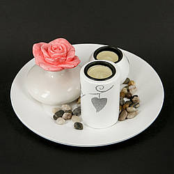 Підсвічник із квітами кругла підставка та троянда у вазі XDS10