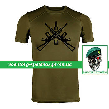 Військова футболка CoolMax BULLET олива потовідвідна