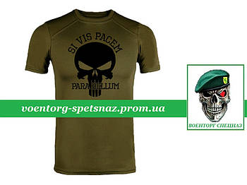 Військова футболка CoolMax "КАРАЧЕЛЬ si vis pacem parabellum" олива потовідвідна