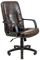 Кресло офисное Техас подлокотники пластик механизм Tilt кожзаменитель Мадрас Дарк Браун (Richman ТМ)