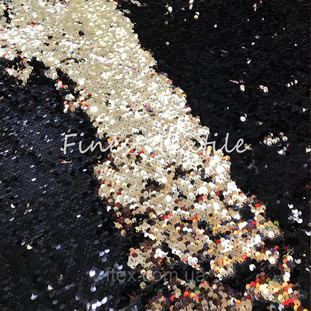 Паєтка Двостороння Чорна Світле Золото, фото 1