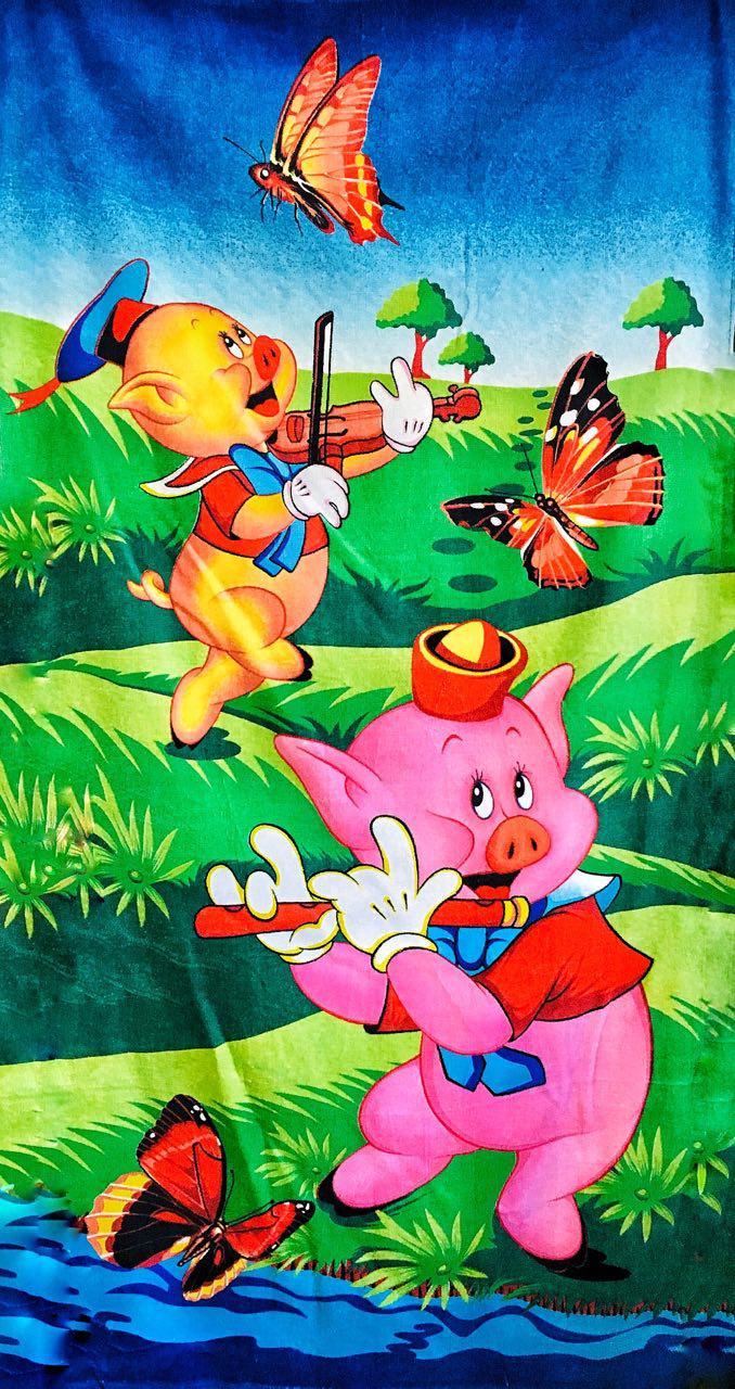 Дитячий пляжний махровий рушник "Веселі поросята" 70х140, фото 1