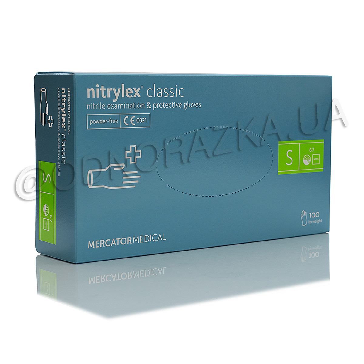 Рукавички нітрилові Nitrylex Classic, розмір S, блакитні, 100 шт