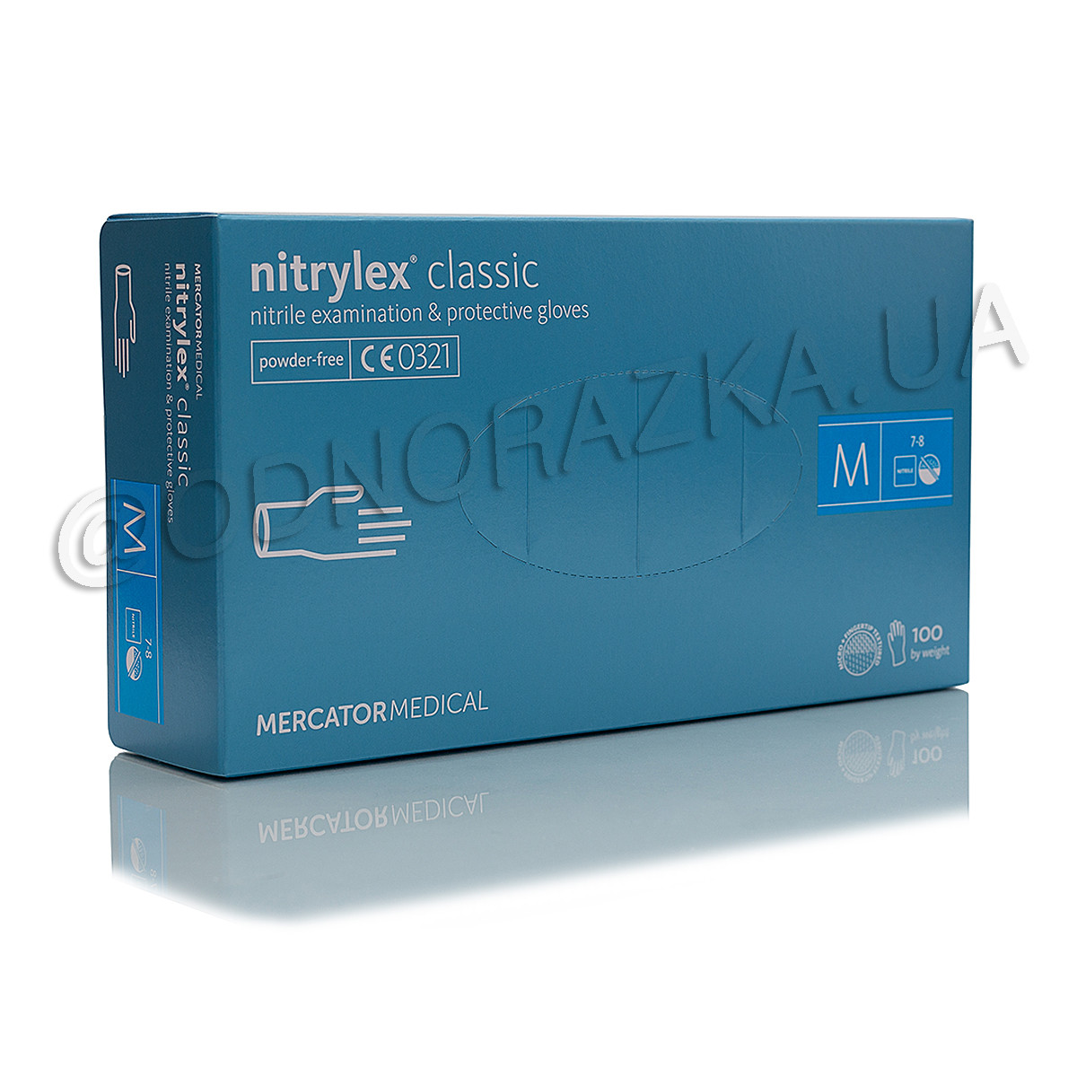 Рукавички нітрилові Nitrylex Classic, розмір M, блакитні, 100 шт