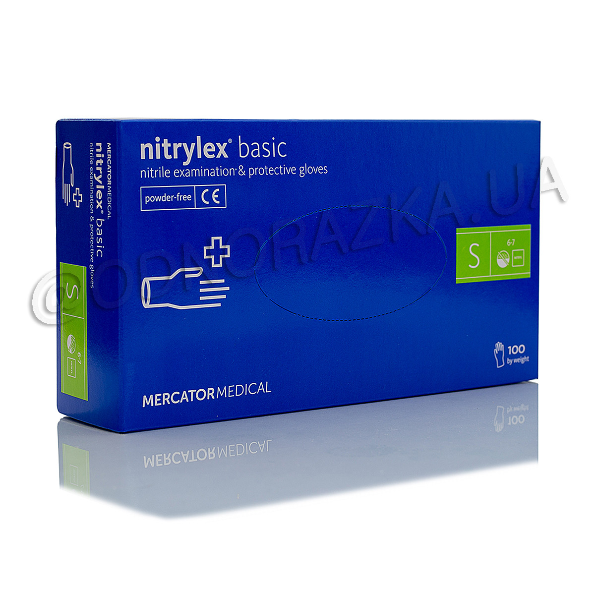 Рукавички нітрилові Nitrylex Basic, розмір S, сині, 100 шт