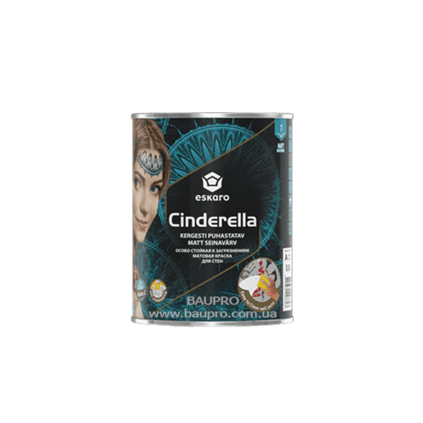 Фарба ESKARO Cinderella миюча для стін (матова), 0,9 л
