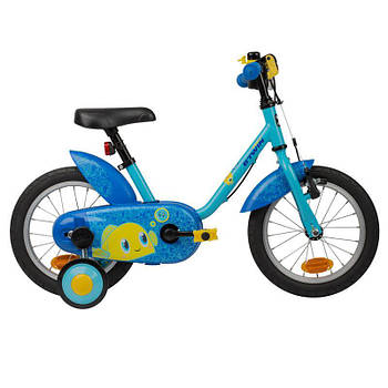 Дитячий велосипед OCEAN з ручними ножним гальмом і бічними коліщатками (3-5 років,14 дюймів колеса)
