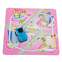 Игрушка заводная - розовый трек-пазл Aohua с машинкой 4x3x2,5 см, 17x17 см, голубой, пластик (8058B-5-8)