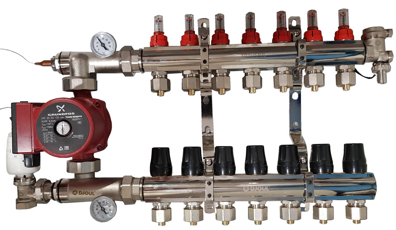 Колектор теплої підлоги в зборі з насосом DL 3 виходи 1х3/4, фото 1