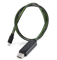 Светящийся кабель USB (AM/Miсro 5 pin), черно-зеленый