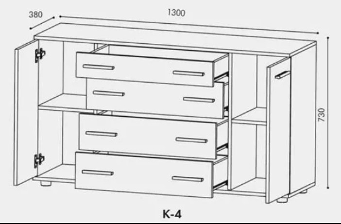 Комод К-4 (1300х380х730) - фото 5 - id-p566073685