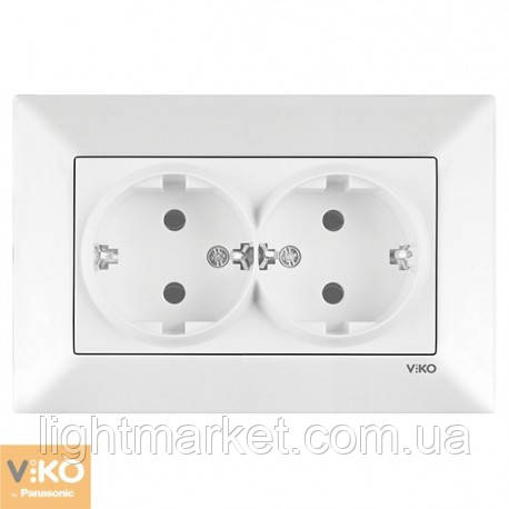 Розетка подвійна з заземленням прихованої установки Viko Meridian 90970055-WH