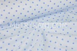 Бавовняна тканина з волошковими зірками 10 мм на блакитному тлі No1525