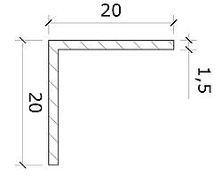 Куточок алюмінієвий 20х20х1,5