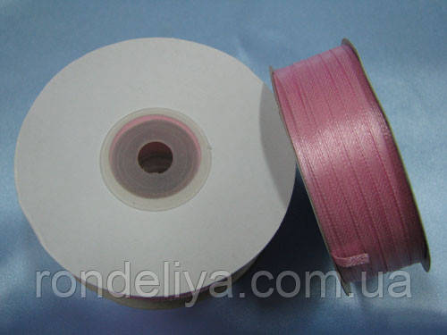Стрічка атлас 0,3 см 90 м рожева, фото 1