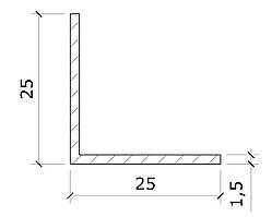 Куточок алюмінієвий 25х25х1,5