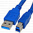 Шнур USB, штекер A - штекер B, Vers - 3.0, 1.5 м, синій, фото 2