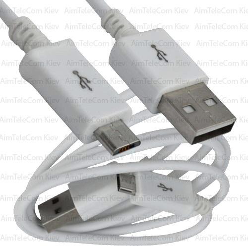 Шнур компьютерный, штекер USB А - штекер miсro USB (Samsung), short pin, 1м, белый - фото 3 - id-p990283316