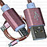 Шнур штекер USB А - штекер micro USB, 1м, метал.ізоляція, рожевий, блакитний, фото 2