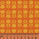 Квіткова геометрія, дрібні квіти-плитка, жовтогарячий, червоний. Бавовна FLO-10, фото 2