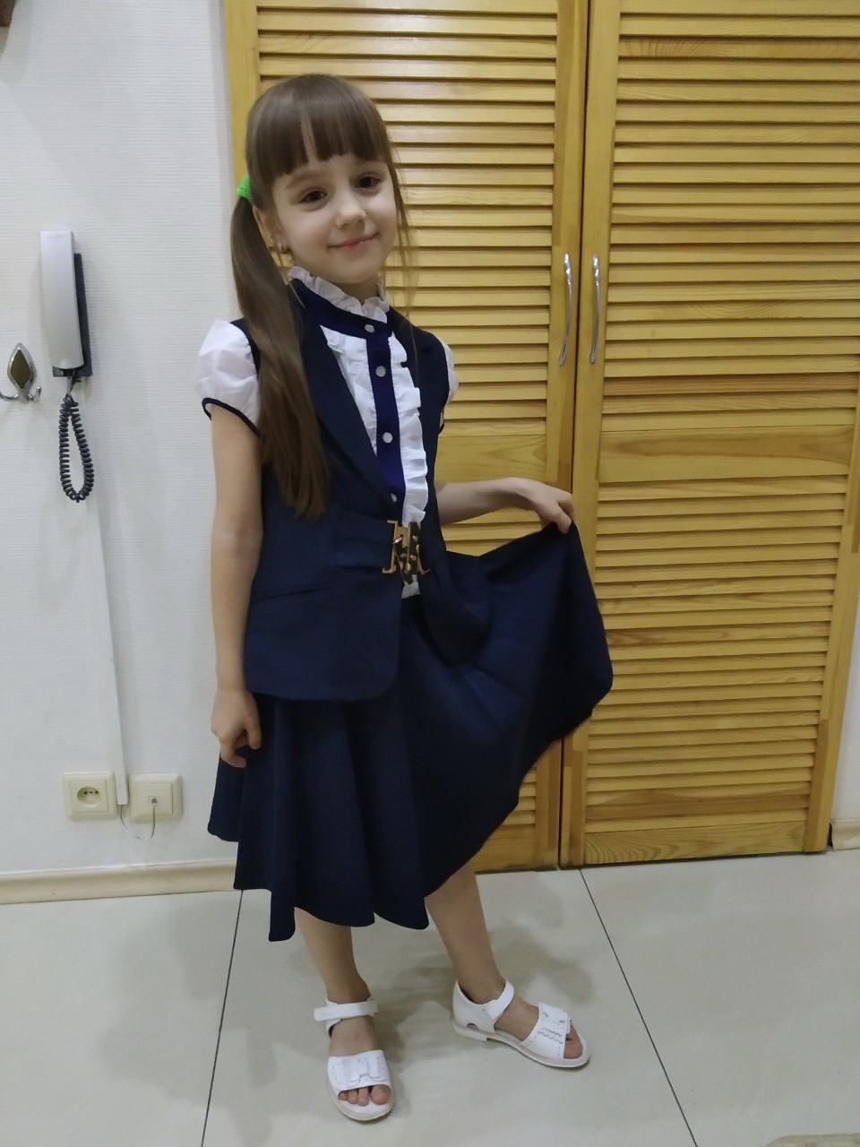 Комплект жилет з спідницею кльош(синій), р-ри 28-38