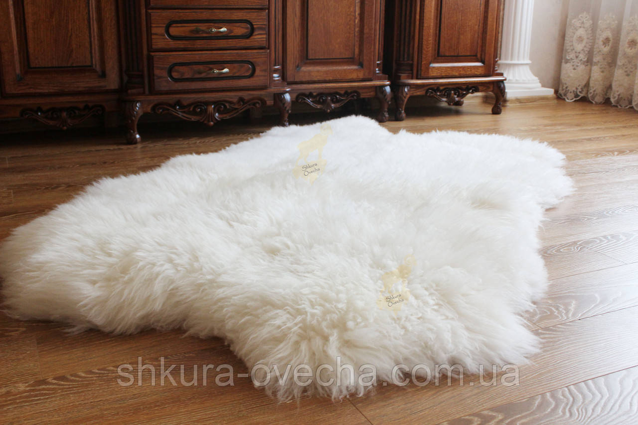 Килимок із 4 білих овечих шкур 200*110 см