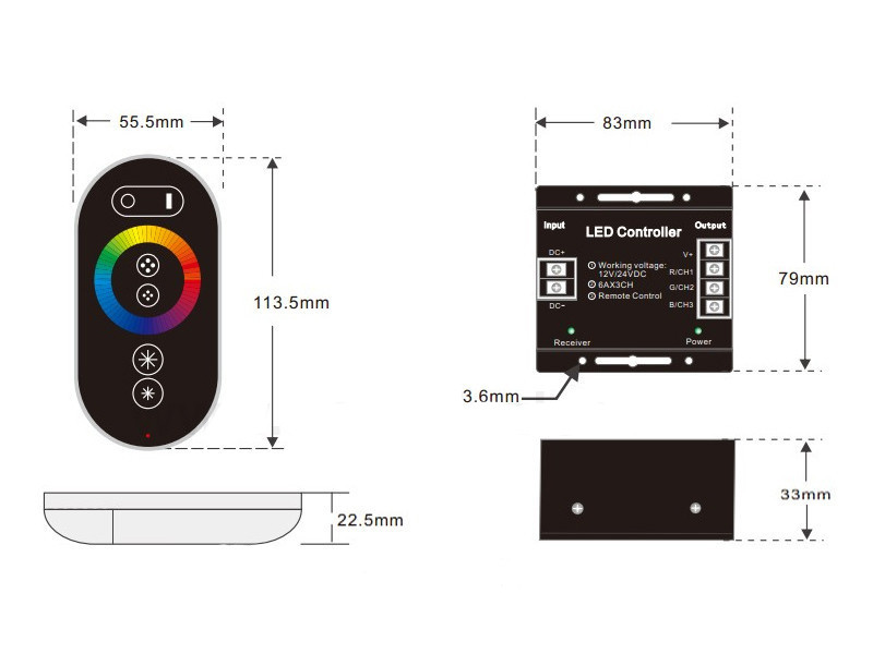 RF RGB контроллер Touch Series радио с сенсорным пультом для светодиодной ленты - фото 6 - id-p33554205