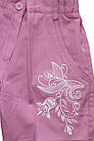 Штани-бриджі бузкові з вишивкою для дівчинки, ріст 116 см, 122 см, 128 см, 134 см, Бембі, фото 5