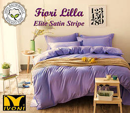 Постіль колекції "Elite Satin Stripe 8х8 mm Fiori Lilla". Страйп-Сатин (Туреччина). Бавовна 100%