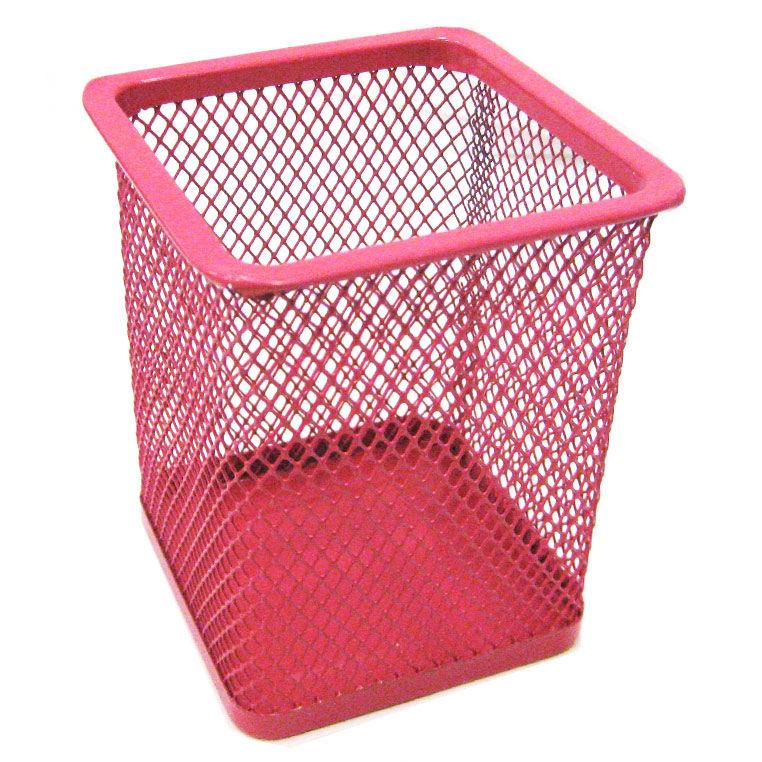 Стакан для ручок Метал Сітка Рожевий 70*70*95 мм 4031S, фото 1