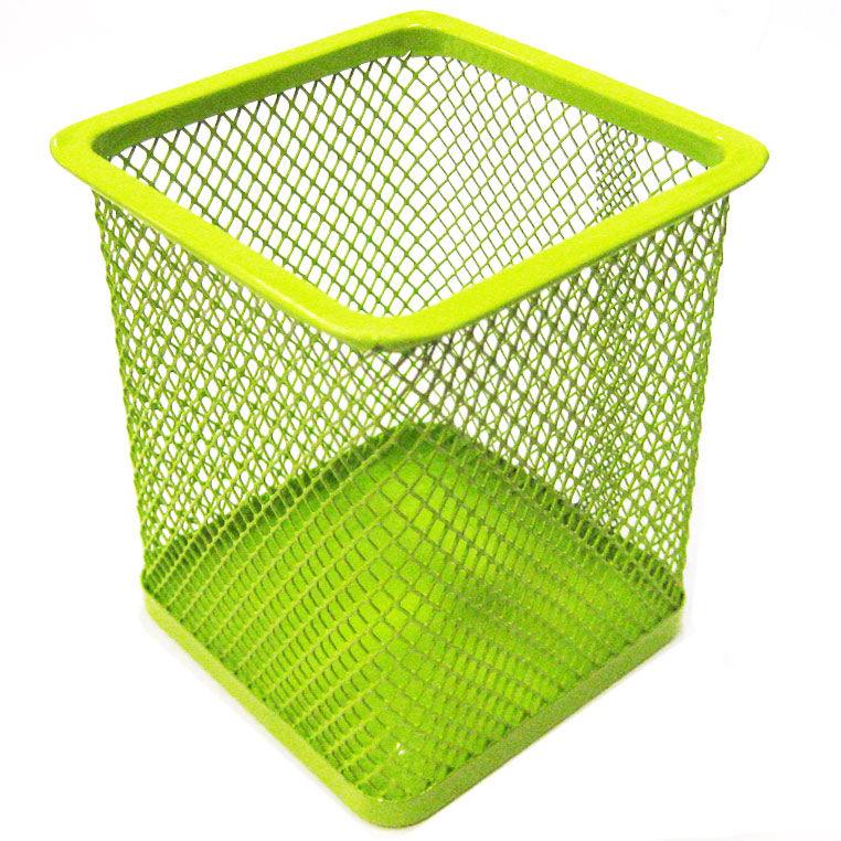 Стакан для ручок Метал Сітка Салатовий 70*70*95 мм 4031S, фото 1