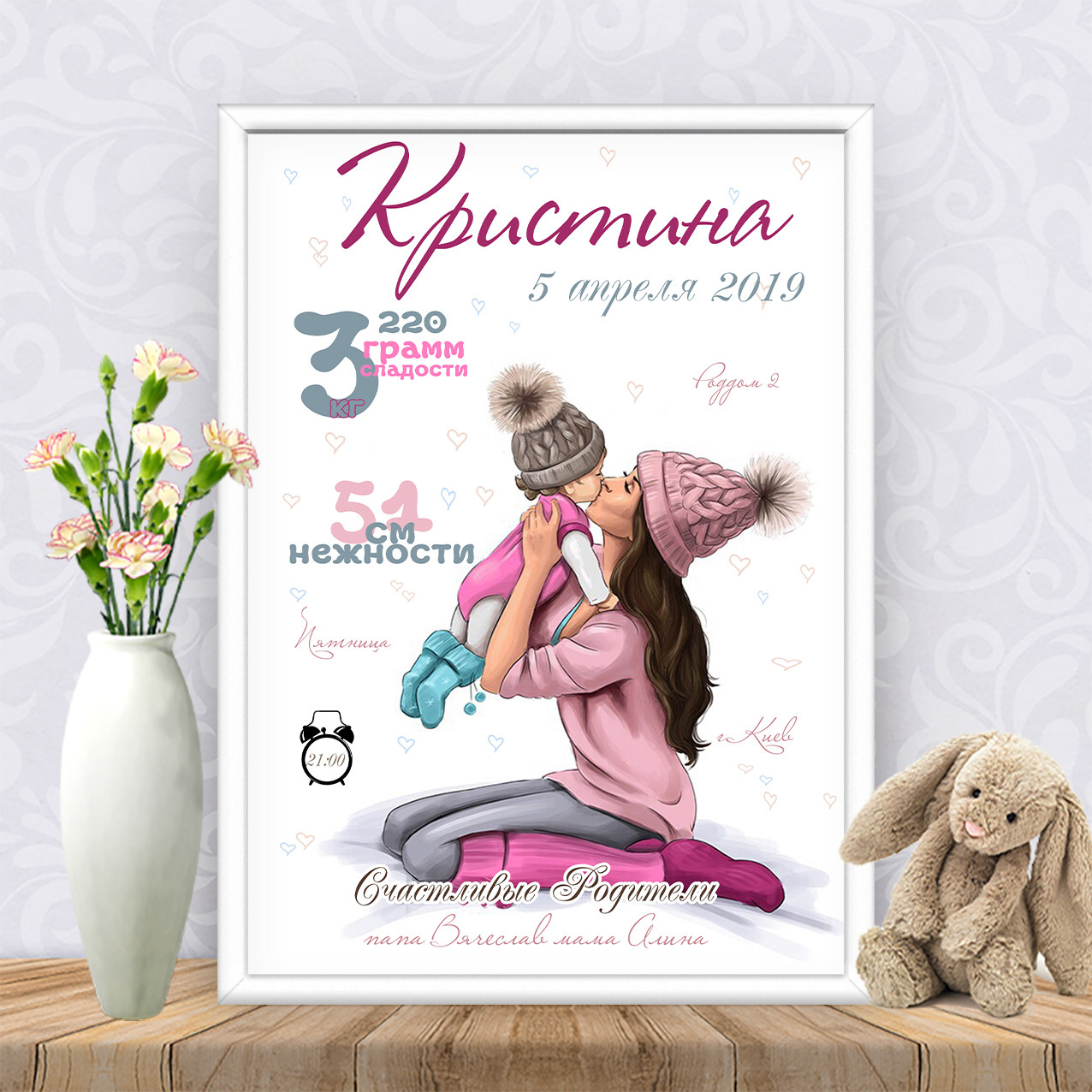 Метрика "Мама і донька в шапках"