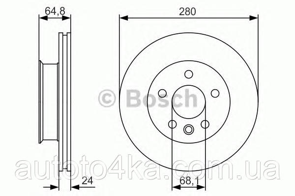 Диск гальмівний передній Bosch 0 986 479 S80