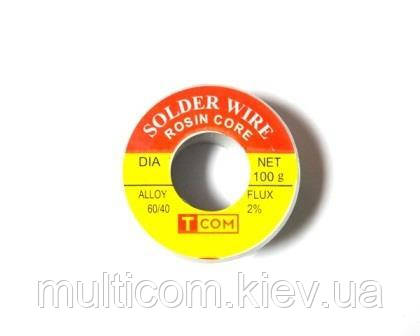 13-09-441. Припій діаметр 1,5 мм, 60/40, 100г на котушці, SOLDER, фото 1
