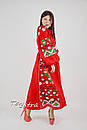 Сукня червона вишита, вишиванка льон, етностиль бохо шик, вишите плаття вишиванка, вечірнє плаття в підлогу, фото 5