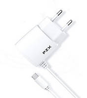 Набір 2 в 1 СЗУ With Usb Cable 110-240V PZX C832E, 1xUSB, 2,1 A, White, Blister-box