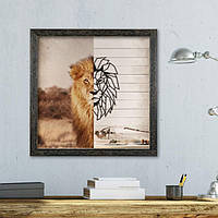 Об'ємна картина з дерева DecArt Lion Wallpaper 50х50 см