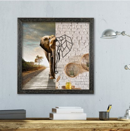 Об'ємна картина з дерева DecArt Elephant Wallpaper 50х50 см