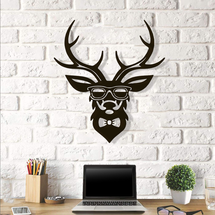 Об'ємна картина з дерева DecArt Олень - хіпстер 65х53 см