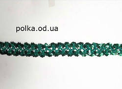  Тасьма з паєтками зелений смарагд, ширина 3 см (1 уп 15яр=13 м)