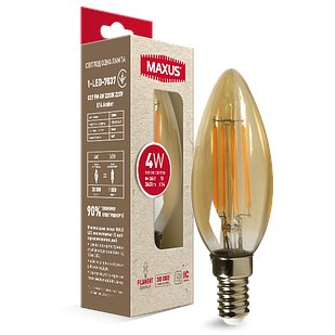 Лампа світлодіодна C37 Maxus філамент LED-7037 4W 2200K 220V E27