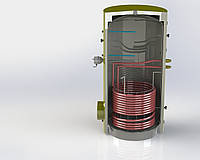 Водонагреватель косвенный со змеевиком BT-01-300 Kuydych, бак непрямого нагрева для твердотопливного котла