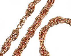 Набір TSATSA. Позолота ЧВ. Ланцюжок 57 см, ширина 9 мм та браслет 21 см, ширина 9 мм.