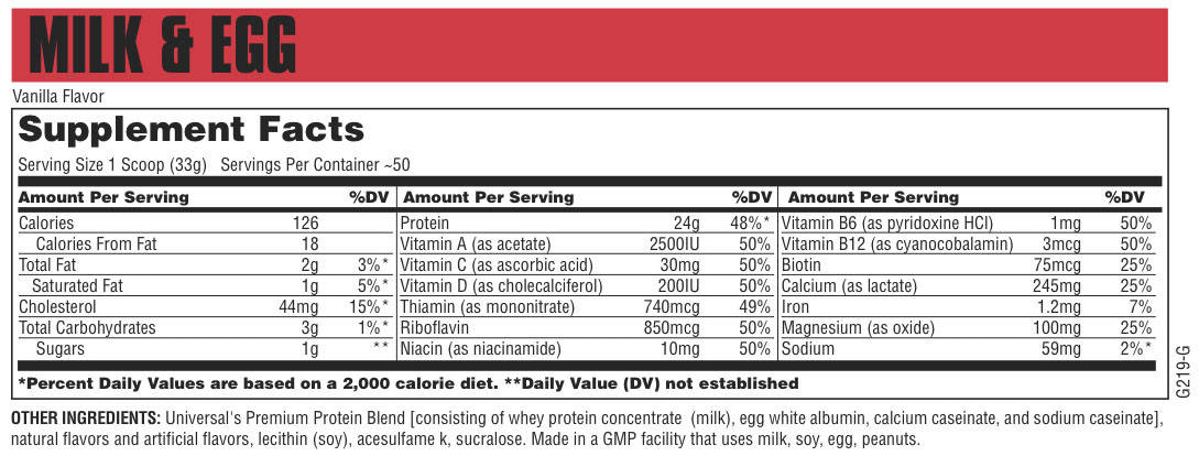 Протеїн cмісь яєчного білка та молочної сироватки Universal Nutrition Milk & Egg 1360 г, фото 3