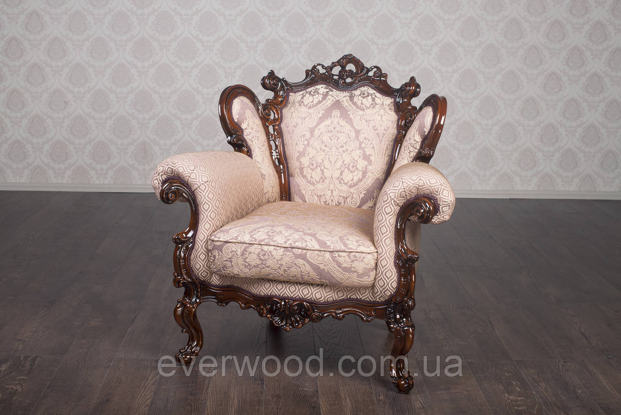 Мягкое кресло в стиле Барокко "Белла" от производителя, из натурального дерева, французский стиль, эксклюзив - фото 6 - id-p991485972