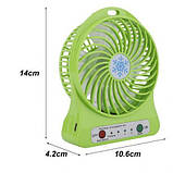 Вентилятор портативний акумуляторний MINI FAN XSFS-01, Li-Ion 18650, microUSB (колір випадковий), фото 4